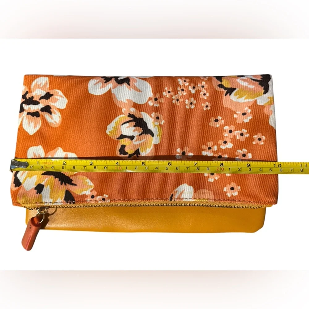 Rachel Pally Anthropologie‎ Zahara Floral Orange Reversible ZipTop Clutch New